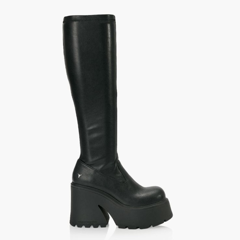 WINDSOR SMITH FUSE BLACK STRETCH SOCK BOOTS SIZE 8